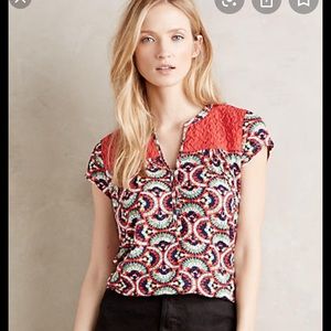 {anthropologie} Printed Multi Color T-shirt